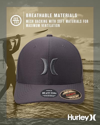 Image of Hurley Men's Baseball Cap - Lightweight Curved Bill H2O Dri Fitted Caps for Men