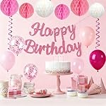 Happy Birthday Decorations Banner Decor Balloons Set & Pink NO DIY All in One Party Supplies Kit for Indoor Outdoor Celebrations Birthday Decor Essentials - Image 4