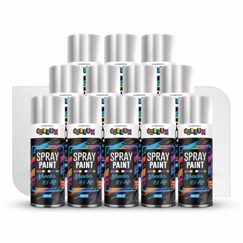 Image of Cellux 2X Ultra Cover Bright Chrome Spray Paint | DIY, Quick Drying with Glossy Finish for Metal, Wood, Wall & Other Surfaces - 400 ML - Pack of 12 Spray Paints