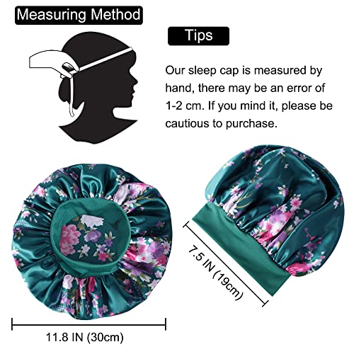 LADES Silk Satin Bonnet-4 Packs Women Satin Hair Bonnet for Curly Hair Satin Bonnet Silk Sleep Cap Silk Hair Wrap for Sleeping Black Hair - Image 2