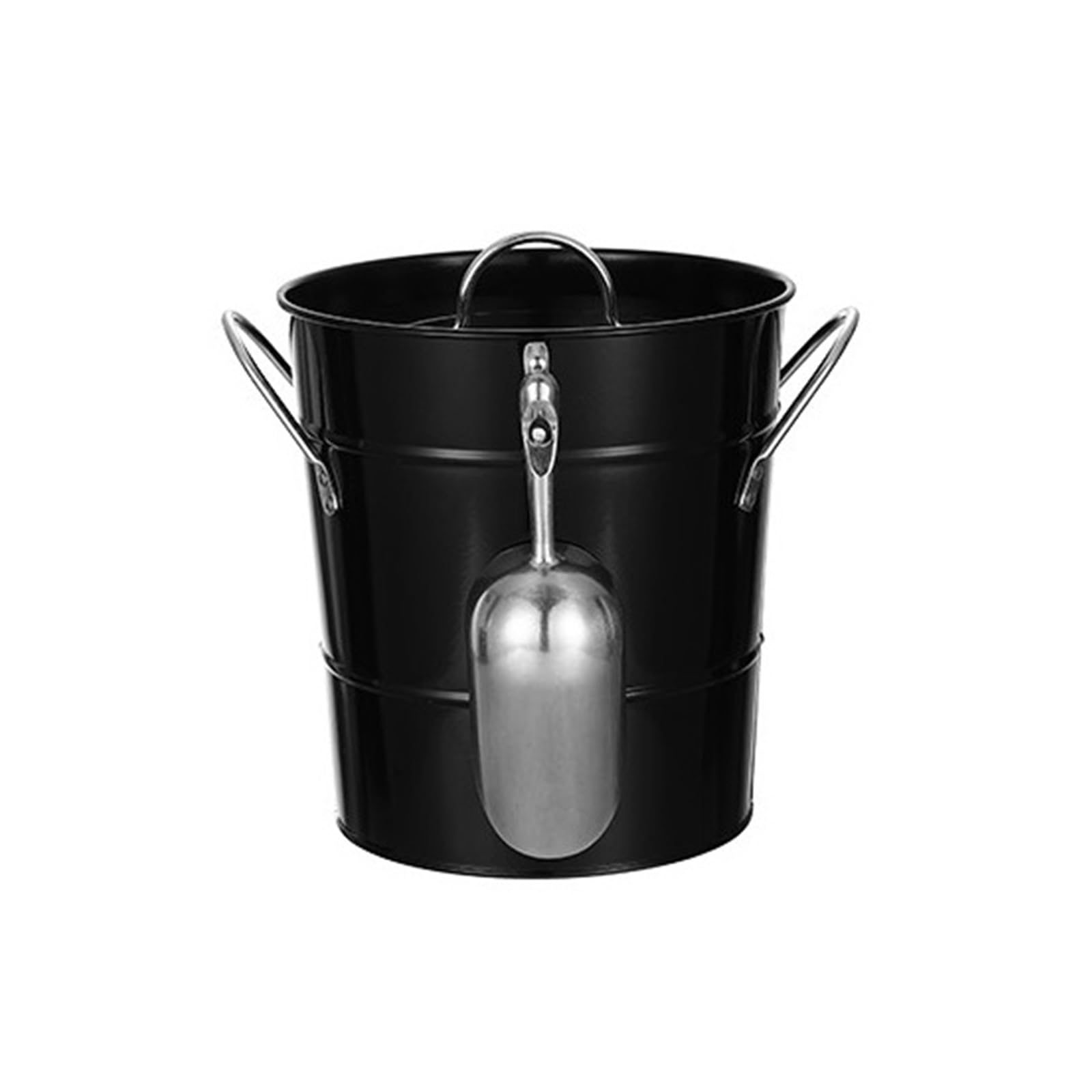 zhangrui1888 Ice Bucket Stainless Steel Ice Bucket with Lid Portable Ice & Beverage Bucket(Black)