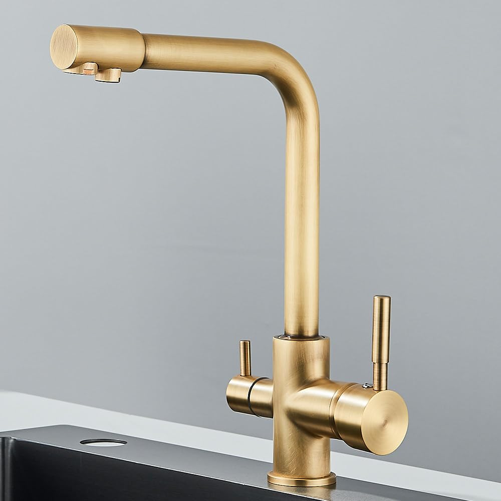 Mitigeur de cuisine avec filtre à eau potable intégré en laiton