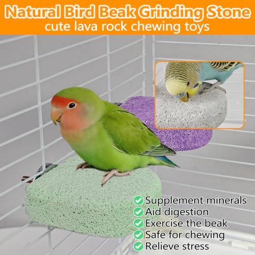 Image of 4Pack Bird Perch Stands Parrot Beak Grinding Stone Platform,Color-S | Parakeet Foot Claws Trimmer,Calcium Perch Climbing Chewing Toys for Small Medium Birds Cockatiel Conure Lovebird Budgie