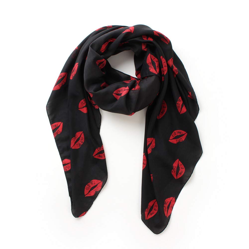 Écharpe foulard carré en coton imprimé lèvre pour femme 130x130cm