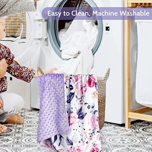 Pea Pod 30'' X 40''Baby Blankets, Super Soft Floral Minky Toddler Newborn Blanket For Boys Girls, Dotted Backing, Double Layer, Crib Receiving Blanket For Nursery/Stroller/Toddler Bed/Baby Carseat thumb #6