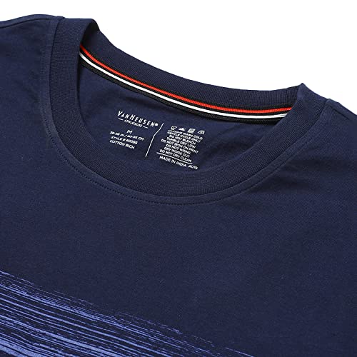 Image of Van Heusen Men Athleisure Regular Fit T-Shirt - Cotton Rich - Crew Neck, Long Sleeve, Printed