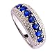 Psiroy 925 Sterling Silver Plated Simulated Blue Sapphire Half Eternity Band Ring Size 7