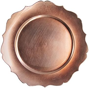 ChargeIt by Jay Scallop Charger Plate 13” Decorative Melamine Service Plate for Home, Professional Dining, Perfect for Upscale Events, Dinner Parties, Weddings, Catering, 1 Piece, Rose Gold