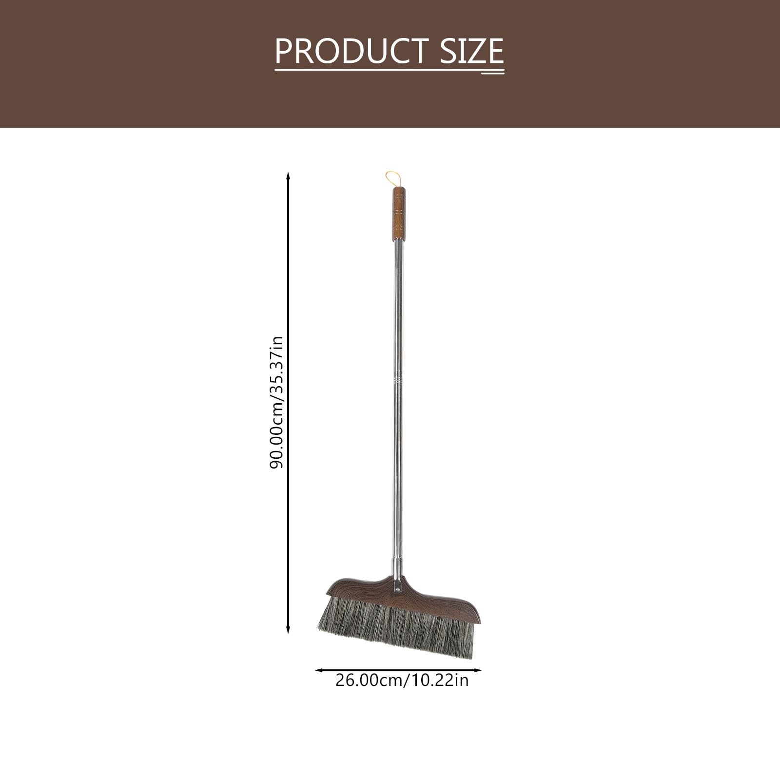 Escoba Mango Cerdas de Limpieza de Madera Largo para Suelo | Negro, Cerdas Biseladas y Lado Plano, Acero Inoxidable y Plástico, Orificio para Colgar