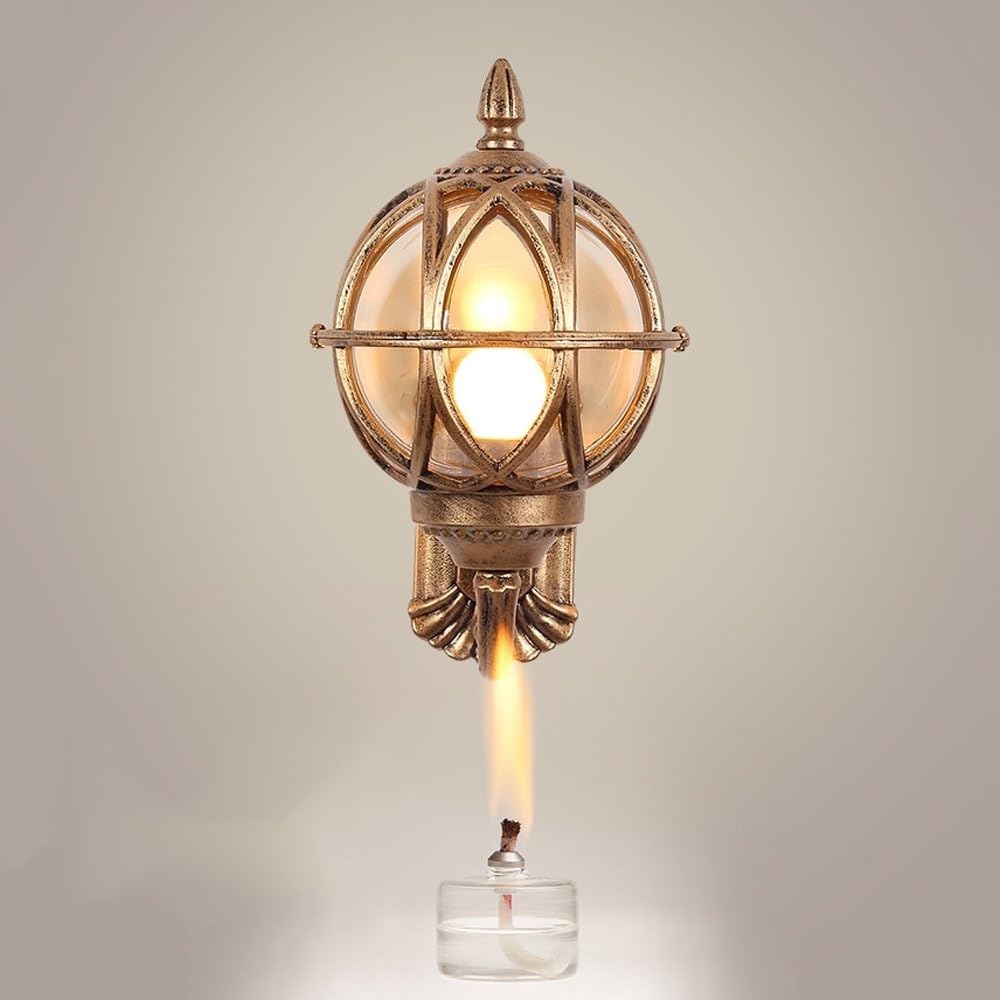 SXSCARKX European Traditional Victoria Outdoor Wall Light Retro Creativity Waterproof Rainproof Glass External Lamp Patio Balcony Garden Villa Sconce E27