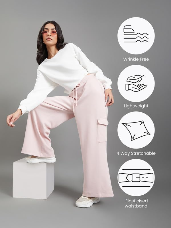 Image of GO COLORS Mostlysane Collection Scuba Cargo Sweatpants for Women | Lightweight, Mid Rise, 4 Pockets