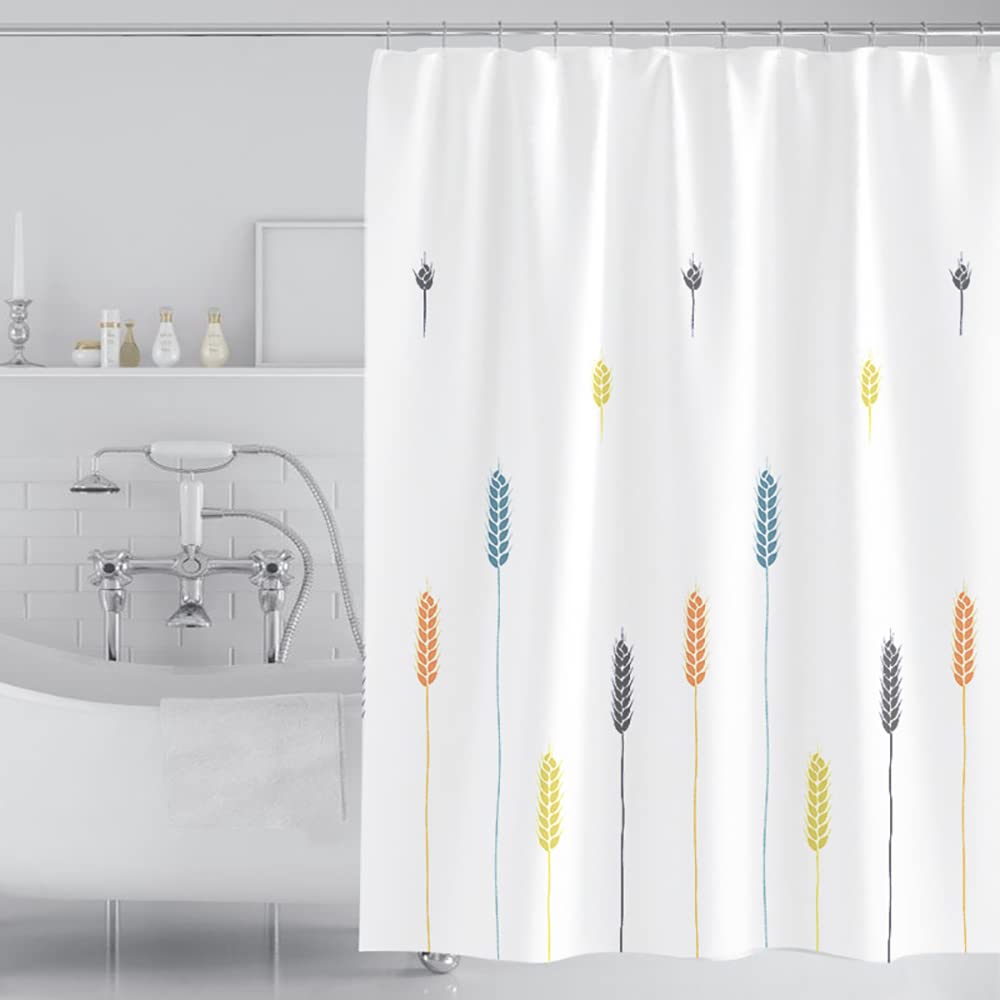 Lkw Ogechi Cortina de Ducha Blanca Poliéster Antimoho de Trigo, 200x200cm, Cortina de Ducha Impermeable Dobladillo Ponderado, Extra Ancha de 300 CM, Cortinas de Baño Lavable Secado Rápido de Trigo