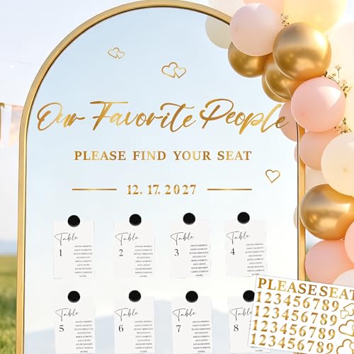 Wedding Seating Chart Stickers Wedding Mirror Decals for Party Reception Display Our Favorite People Find Your Seat Vinyl Letters Welcome to Our Weddings Sign DIY Date Personalized Marriage Decor