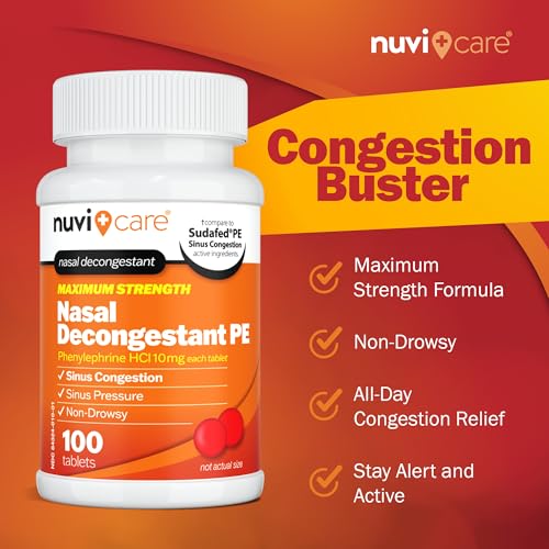 Image of NUVICARE Phenylephrine HCl 10mg PE Nasal Decongestant, 100 Ct