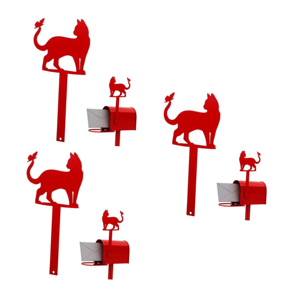 Piquet de boîte aux lettres chat rouge pour égayer votre cour et pelouse