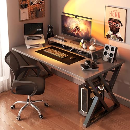 YURIBUG �Q�[�~���O�f�X�N �ȃX�y�[�X �p�\�R���f�X�N �I�t�B�X���[�N�e�[�u�� �׋��� �g���ȒP �w�K�� �t���b�g�e�[�u�� 120*60*75cm �u���b�N (140*60*75cm,�O���[)