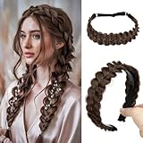 CJL HAIR 2PCs Braided Headbands Hair Piece for Women Synthetic Hair Hoops Head Bands Handmade Braid Hairband Accessories Elastic Stretch Headwrap Chocolate Multi