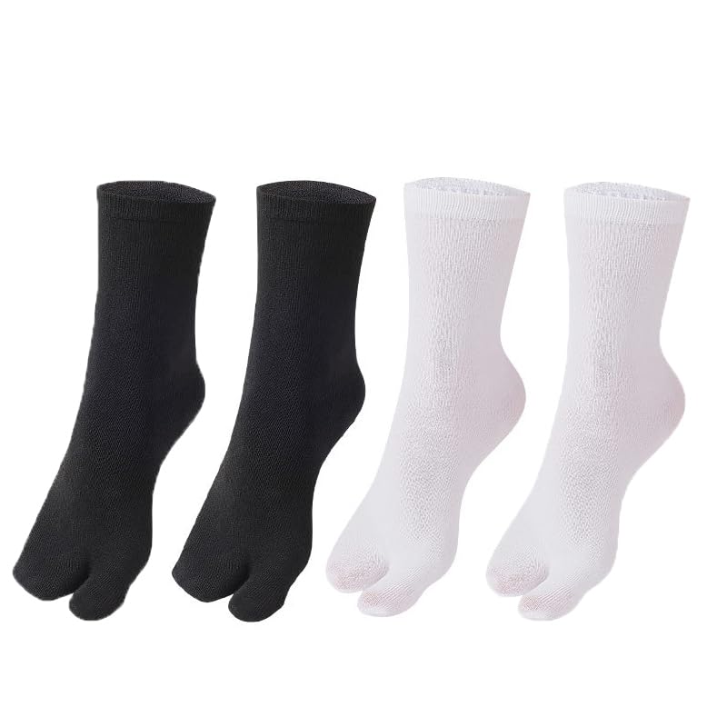 Japan Tabi Socks, Split 2 Toe Sandals Ninja Slipper Japanese Kimono Cotton for Men Women,4 Pairs2
