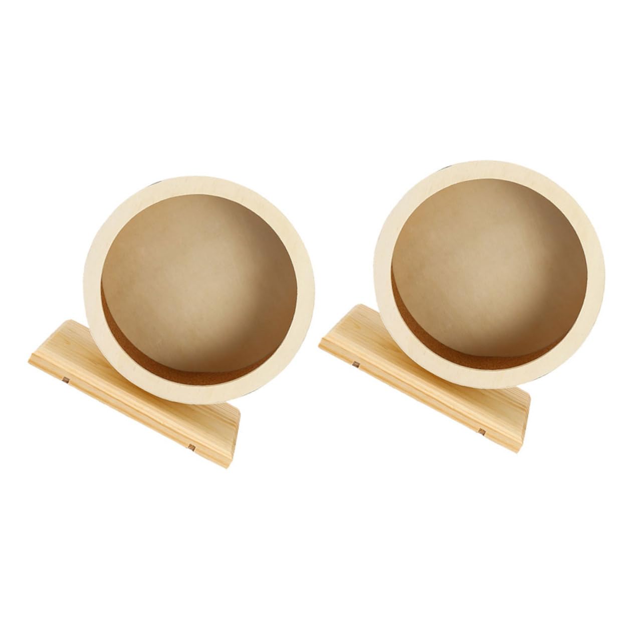 Rueda Silenciosa para Hámster de Madera 2 Piezas Beige | Diseño Redondo de Corcho, Fácil de Montar y Desmontar, para Cobayas y Pequeños Animales