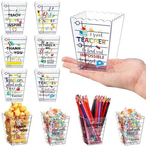 Image of Mimorou 6 Pcs Back to School Teacher Gift Box Container Notebook Pencil Composition Book Crayon Popcorn Candy Jar Containers Holders for First Day of School Party (Notebook)