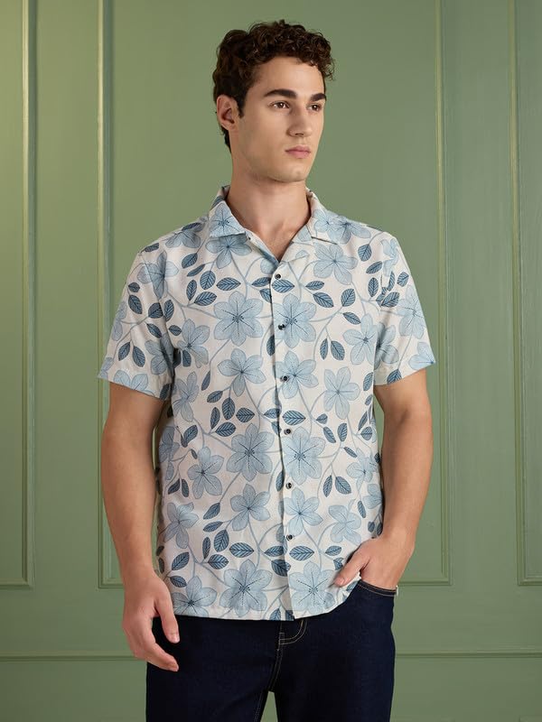 Image of MARK & ALBERT Mens Half Sleeves Printed Shirt