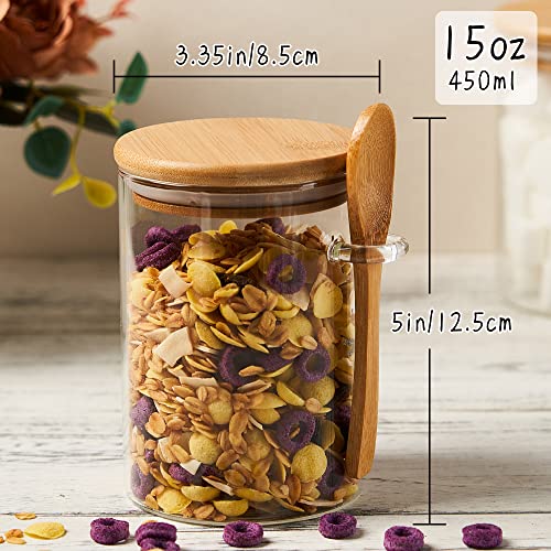 Image of 15 oz Glass Sugar Container, 2 Pack Coffee Container, Glass Jars with Lids