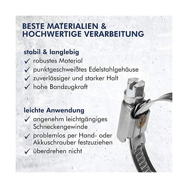 GARSIDURO® 6 Stück DIN3017 Schlauchschellen 10-16 mm in W5 Industriequalität, Bandbreite 9 mm – rostfreie V4A… – Bild 3