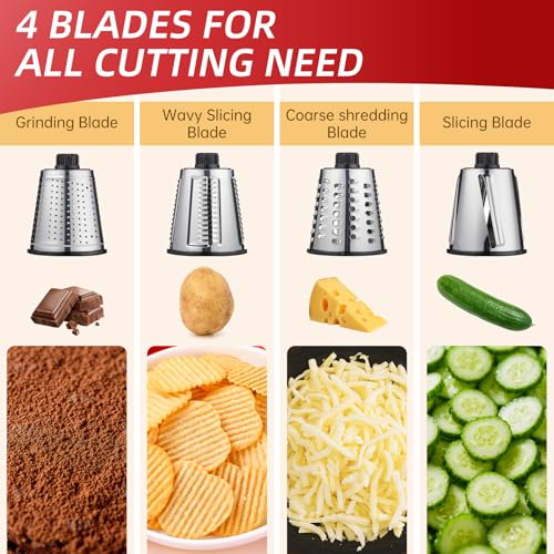 Rotary Hand Crank Cheese Grater,Cheese Shredder Vegetable Slicer(Red) - image 2