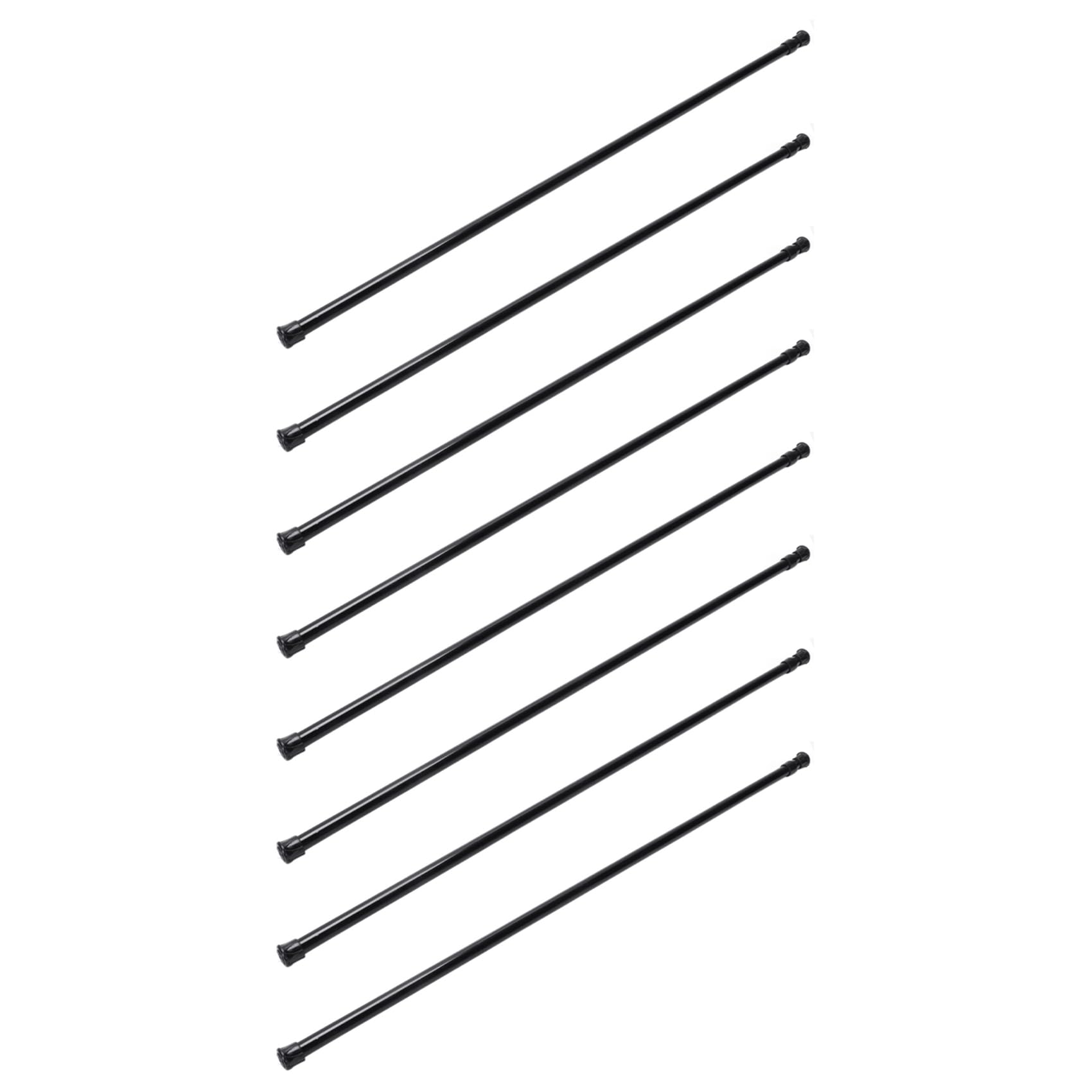 Hndhbfgrt 8X Extendable Telescopic Spring Loaded Net Voile Tension Curtain Rail Pole Rods,70-120cm,Black