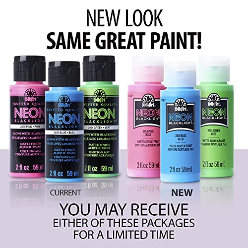 Image of FolkArt Neon Acrylic Paint in Assorted Colors (2 Ounce), 2852 Neon Orange (Pack of 2)