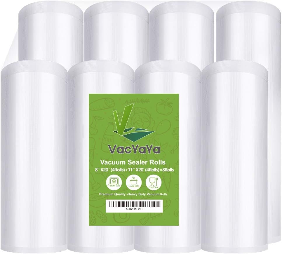VacYaYa 8 Pack 8"x20'(4Rolls) and 11"x20' (4Rolls) Vacuum Sealer Bags Rolls with BPA Free and Heavy Duty,Commercial Grade Vaccume Seal Bags Rolls Work with Any Types Vacuum Sealer
