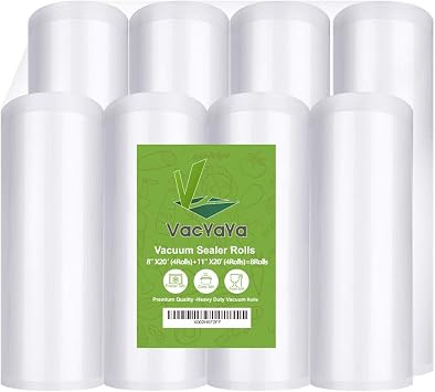 8 Pack 8"x204Rolls and 11"x20 4Rolls Vacuum Sealer Bags Rolls with BPA Free and Heavy Duty,Commercial Grade Vaccume Seal Bags Rolls Work with Any Types Vacuum Sealer