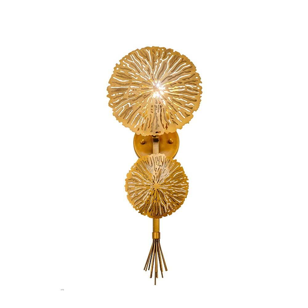 SXECAEPS Postmodern Wall Light Gold Metal Lotus Leaf Sconce, Nordic Indoor Decor Lighting Fixture, Creative Sconces E14 Lamps for Living Room Bedroom Restaurant