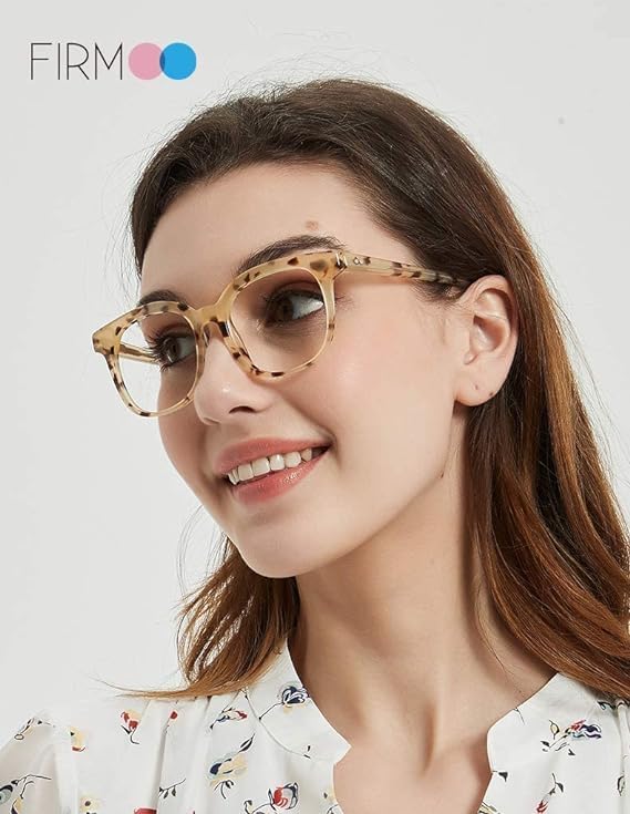 Miniatura 5 de Firmoo Anteojos de lectura de gran tamaño con bloqueo de luz azul 1.25, patrón marfil, lentes vintage para lectura de computadora para mujereshombres