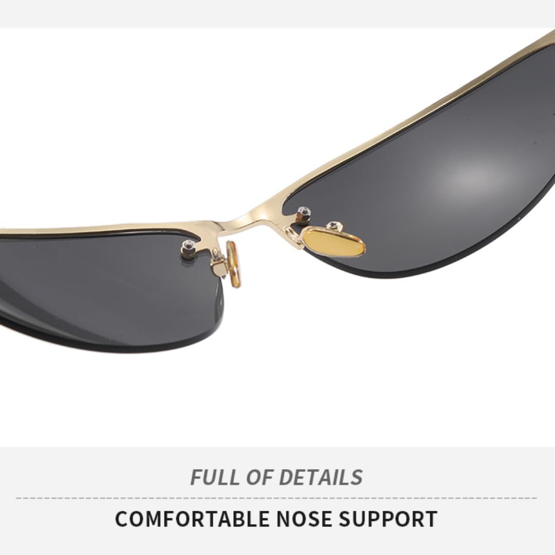 Halbrahmen-Sonnenbrille aus Metall im Cat-Eye-Stil, UV400