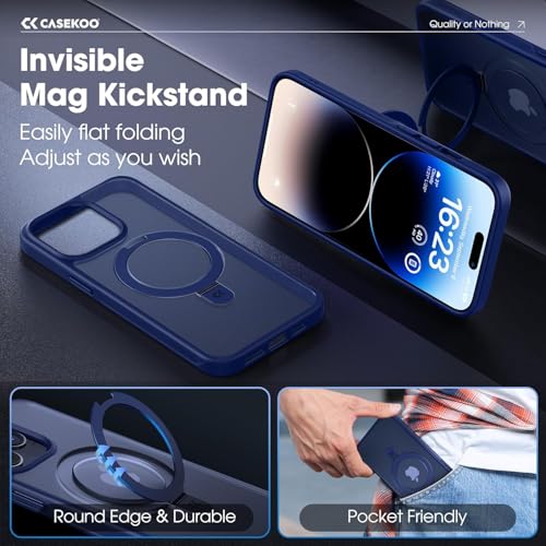 Image of iPhone 14 pro max Magsafe Stand Case | Matte Design & 360 Protection | Military-Grade Apple iPhone 14 pro max Cover | Ultra Premium - Blue