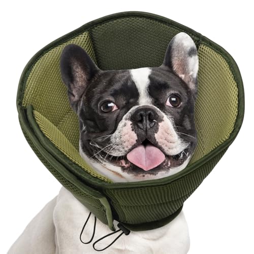 Image of AOFITEE Dog Cone - Soft Dog Cone to Stop Licking, Comfy Cones for Dogs After Surgery, Adjustable Dogs Cones Collar Elizabethan Pet E-Collar for Medium Pets, Pet Recovery Collar, Army Green Medium