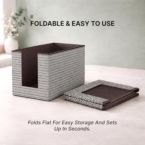 Image of DALUCI Shirt Stacker & Clothes Organizer for Wardrobe | Non-Woven Foldable Storage Box for Cupboard, Closet & Bedroom | Strong Collapsible Fabric Organizer | 40x25x24 cm - Pack of 4 (Brown)