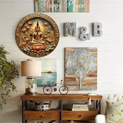 Reloj de pared de madera de 10 pulgadas con movimiento silencioso miniatura 4