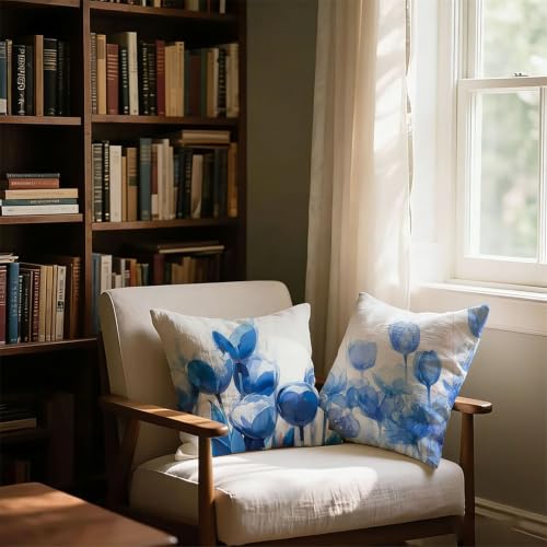 Housse de coussin bleu 45x45cm extérieur imperméable lot de 2 P-2885 - 4