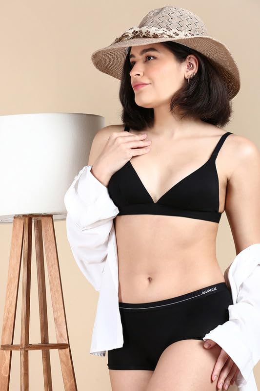 Image of &Circus PureSoft True Fit Triangle Non Padded Bra for Women | Deep Neck Plunge Bra for Women | Triangle Low Coverage Bra