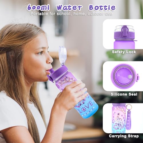 Gifts for Girls 5 6 7 8 9 10 11 12 Years Old Decorate Your Own Water Bottle and Baseball Cap Gifts for Girls Unicorn Stickers Glitter Gems Girl Water Bottle Art and Crafts Age 4-12 Childrens Day Gift - Image 4
