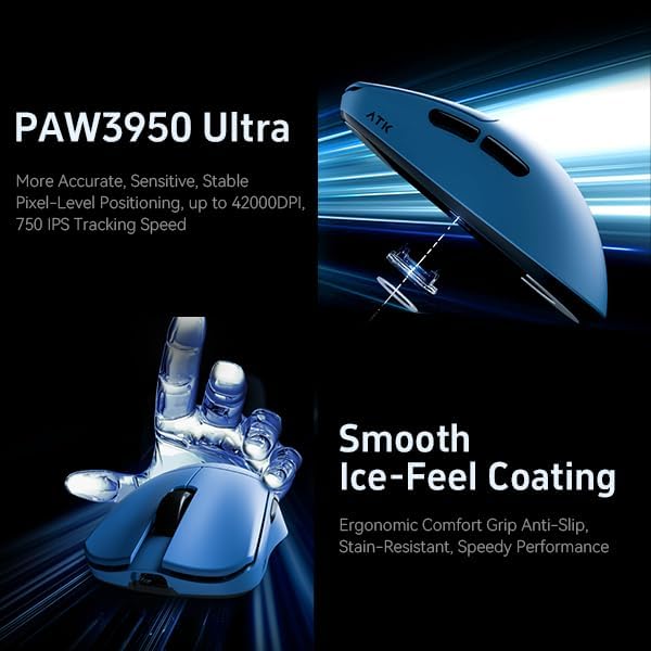 ATKGEAR F1 Extreme Mouse with PAW3950 Ultra sensor and Ice-Feel Coating details