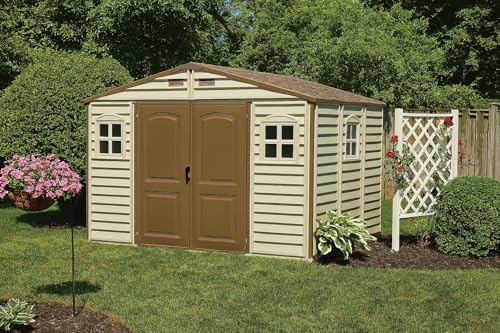 WoodSide 10 x 8 (8.02 m2) Plastic Garden Shed with 3 Fixed Windows & Metal Foundation Kit & EverMore 4 x 6 (1.98 m2) Plastic Garden Storage Shed, All-Weather Outdoor Storage Solution - Image 2