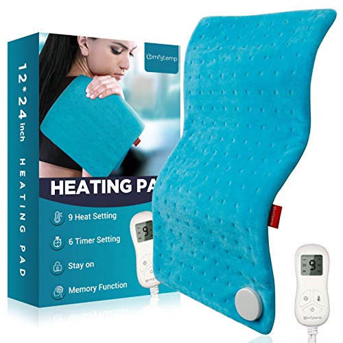 Heating Pad Upgraded, Comfytemp Electric Heat Pad | 9 Heat Setting, Stay On, 5 Timers Auto-Off, Ultra-Soft | 12 x 24…