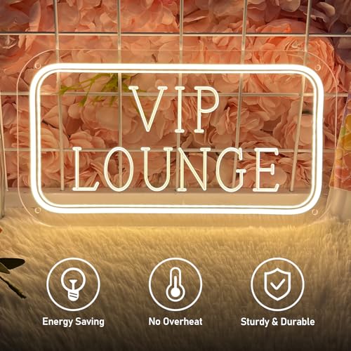 Image of Vip Lounge Neon Sign Dimmable LED Neon Sign Light Up Sign Wall Decor for Airport Hotel Bar Club High-speed Rail Station Lounge Light For Business Store VIP Area 40cm*20cm Warm White