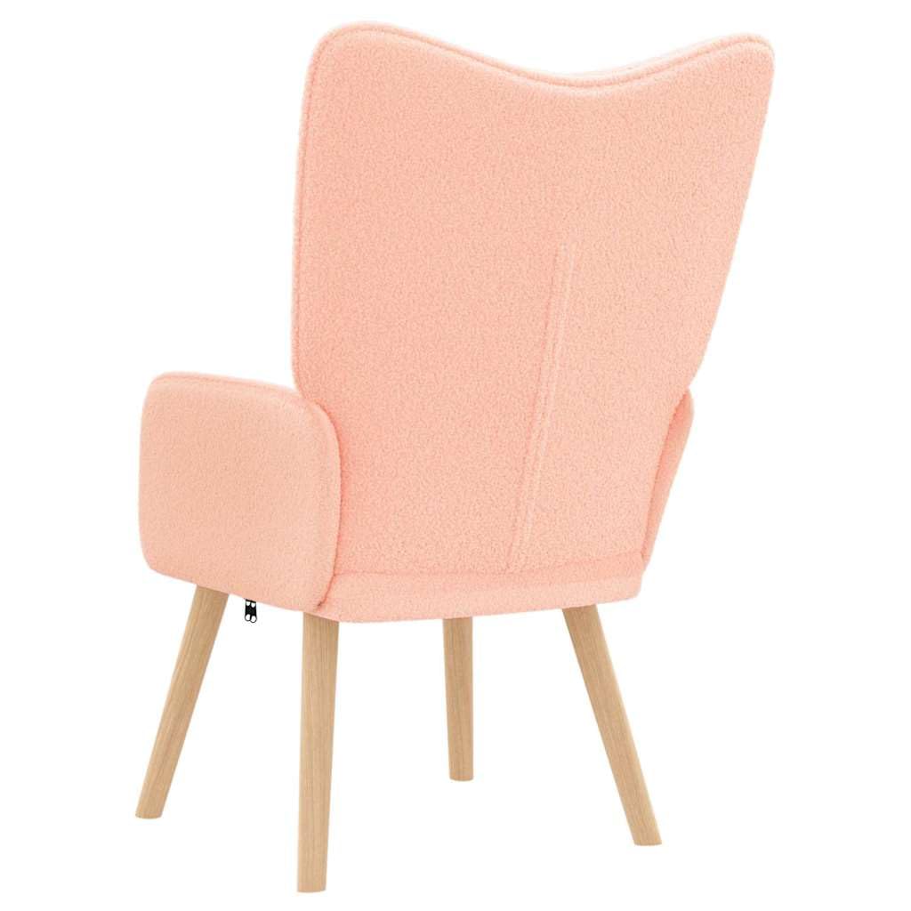 Fotel różowy, 62 x 67 x 95,5 cm, tkanina Sherpa, przytulny fotel do sypialni, salonu, fotel do czytania, wygodne krzesło, do wnętrz