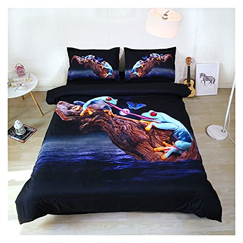 Housse de couette grenouille enfant parure de lit bleue anti-plis - 6