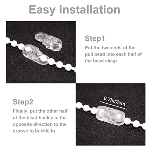 Plastic Beaded Chain Cord 2 Pcs 90Cm Vertical Shades Roman Shades Roller Shade Blind Replacement Ball Chain Repair Ball Chain With 2 Pcs Connector Clips #TOP1
