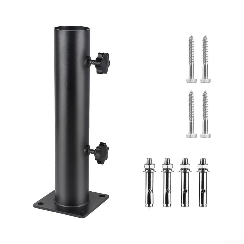 Support de parapluie d'extérieur orientable avec vis de fixation pour ponton et patio
